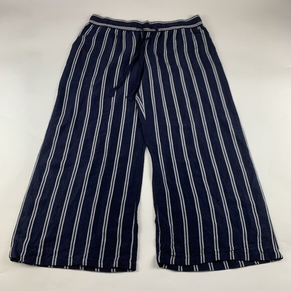 a new day Pants - A New Day Navy White Striped Linen Blend Wide Leg Lounge Pant XXL